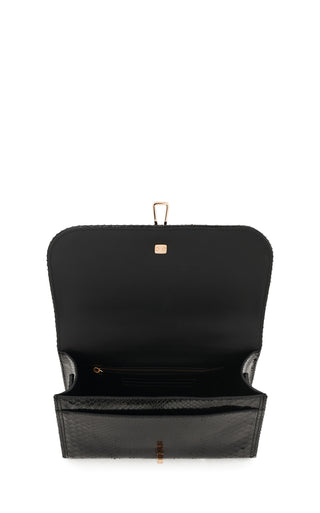 Black Snakeskin Leonora Flap Bag - Interior View | Gabriela Hearst