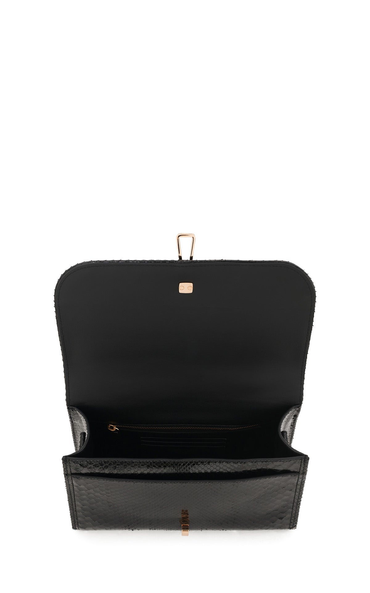 Medium Leonora Flap Bag in Black Snakeskin