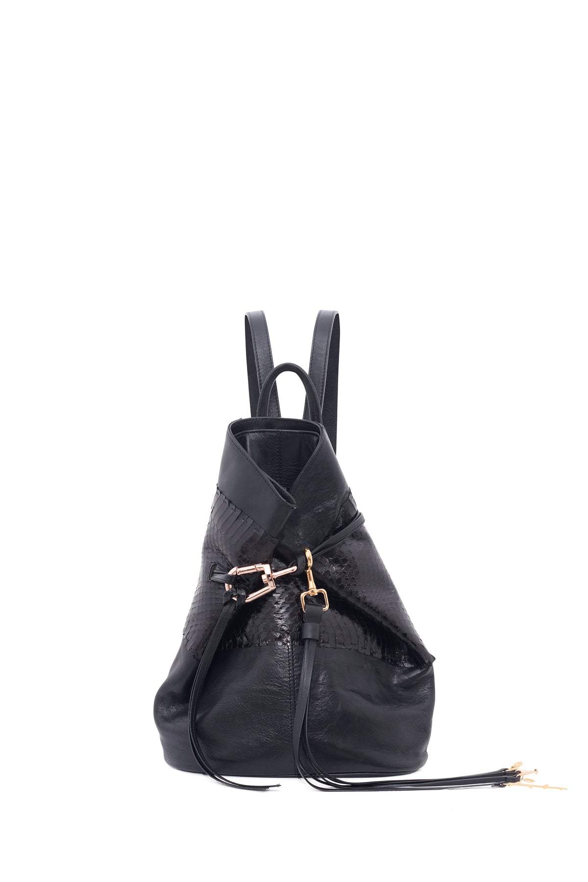 Vintage No.3 Backpack in Black Nappa Leather & Snakeskin