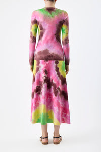 Olive Skirt in Multi Tie Dye Cashmere