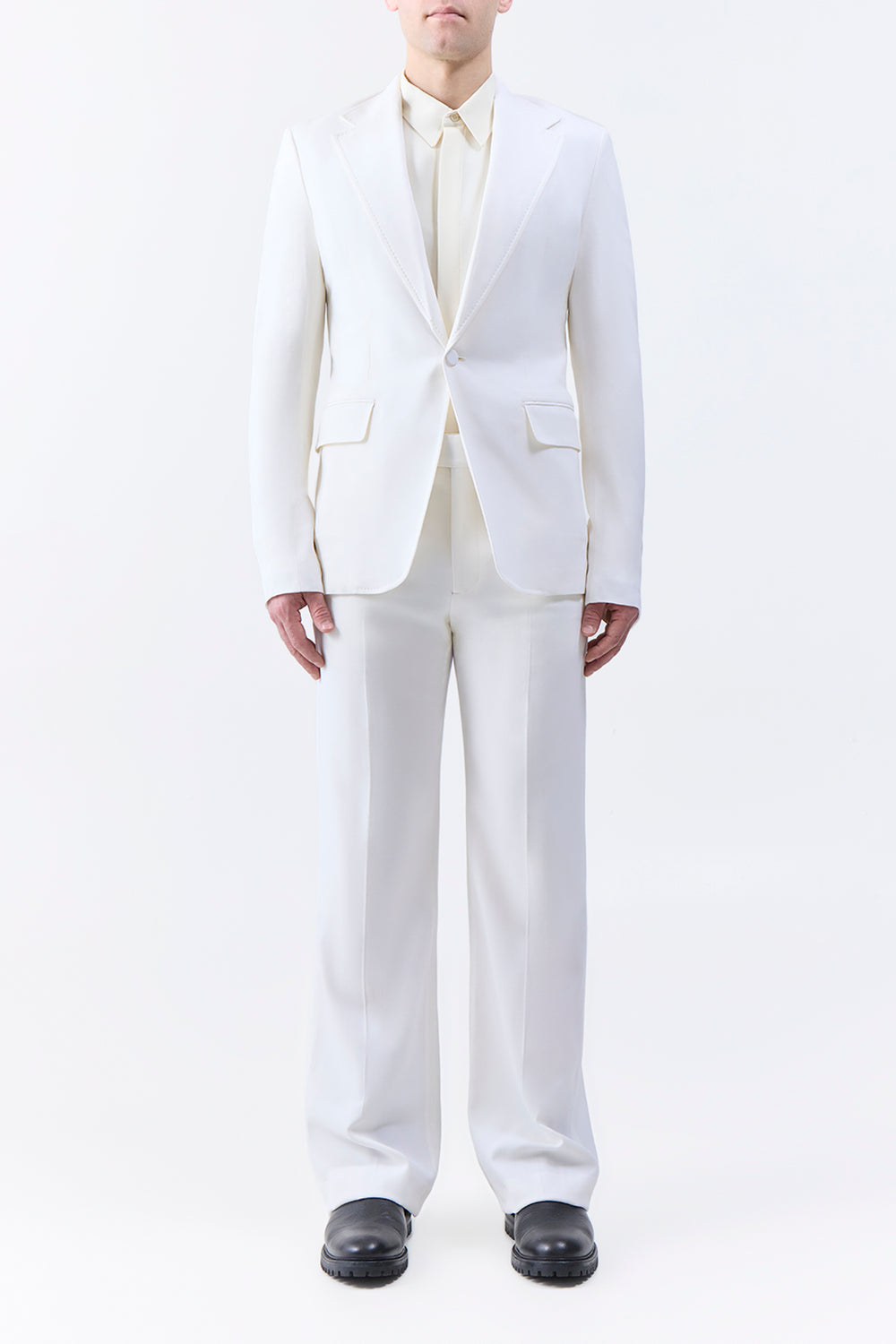 Leiva Blazer in Ivory Virgin Wool Twill