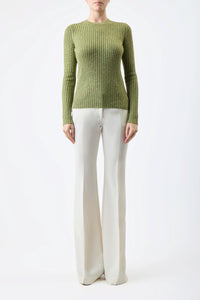 Willow Knit Sweater in Green Multi Cashmere Silk