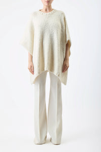 Lyla Knit Poncho in Ivory Welfat Cashmere