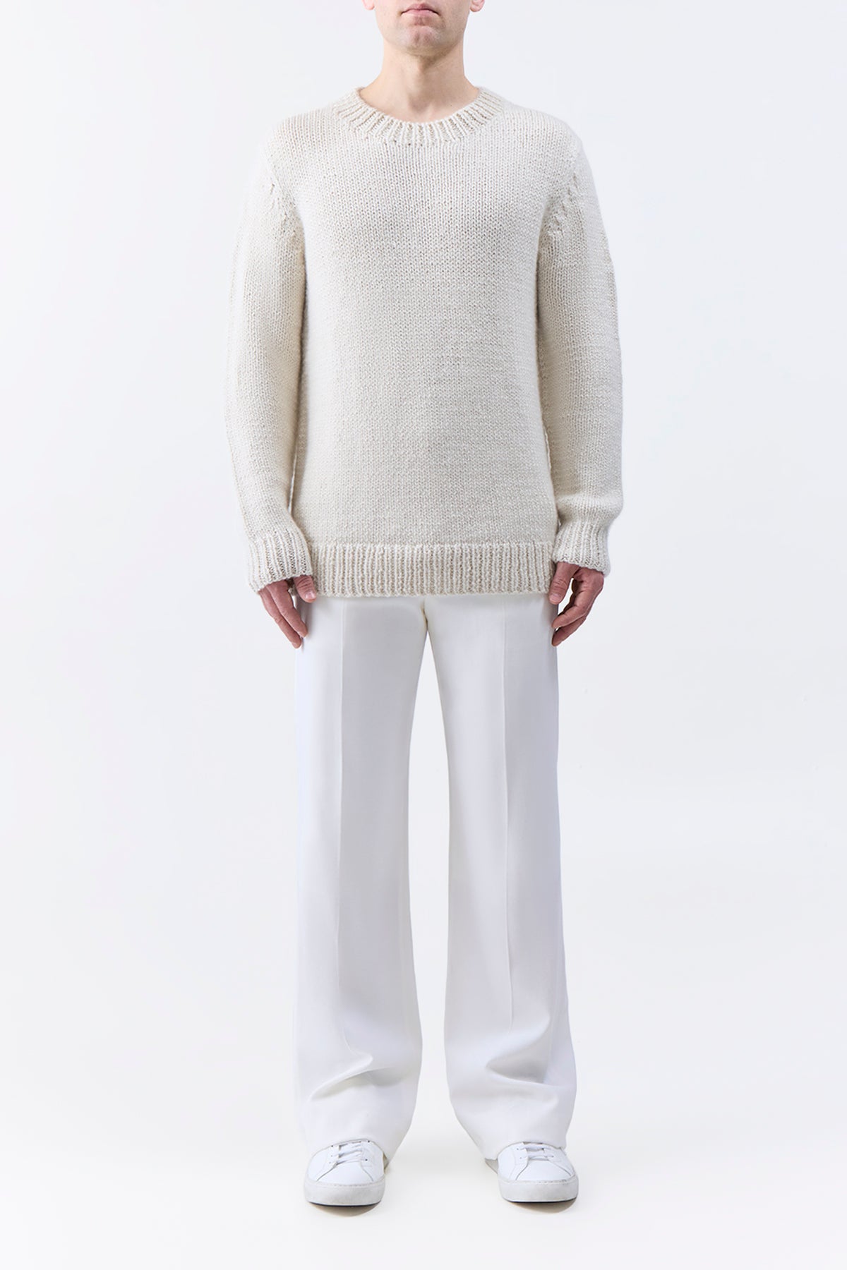 Niall Knit Sweater in Ivory Dense Cashmere