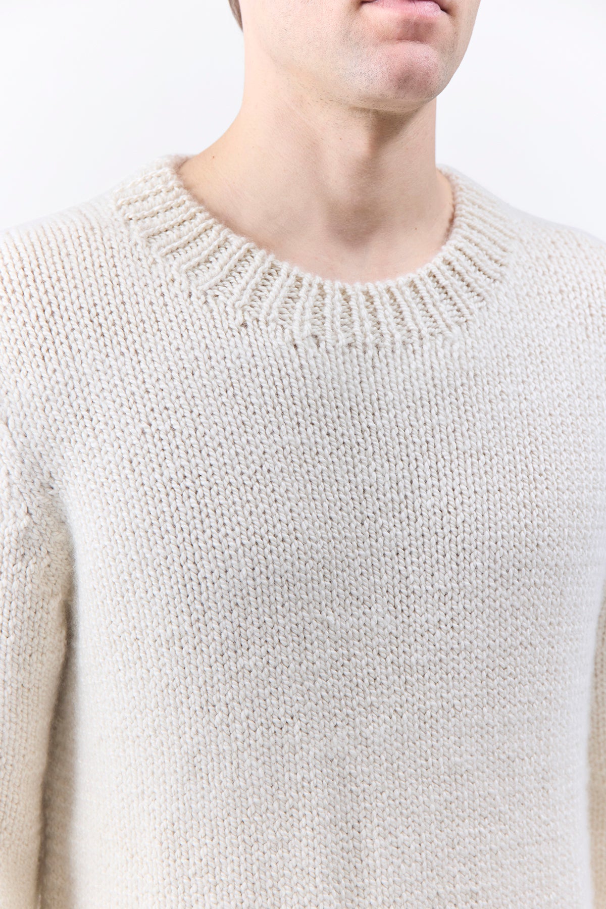 Niall Knit Sweater in Ivory Dense Cashmere