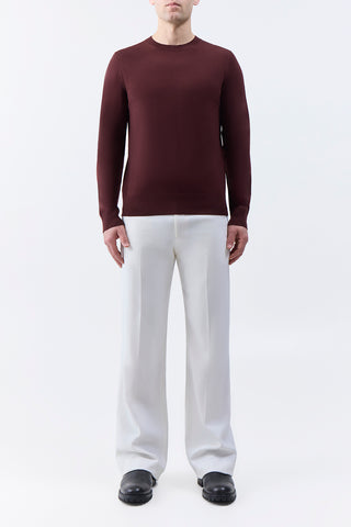 Deep Bordeaux Merino Wool Palco Sweater - On Model Front View | Gabriela Hearst
