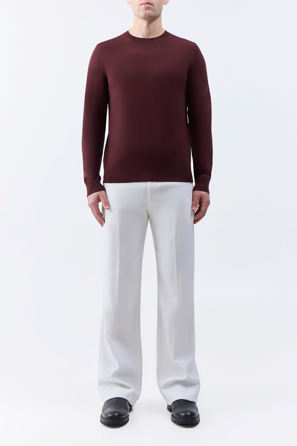 Palco Knit Sweater in Deep Bordeaux Merino Wool