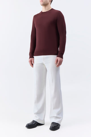 Deep Bordeaux Merino Wool Palco Sweater - On Model Three Quarter View | Gabriela Hearst