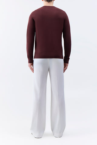 Deep Bordeaux Merino Wool Palco Sweater - On Model Back View | Gabriela Hearst
