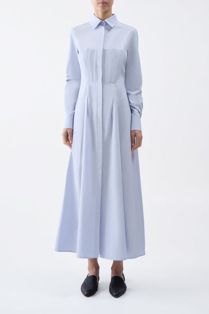 Eugene Maxi Shirtdress in Light Blue Sea Island Cotton Poplin