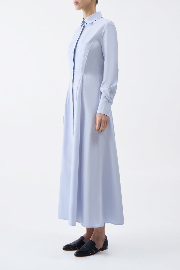 Eugene Maxi Shirtdress in Light Blue Sea Island Cotton Poplin