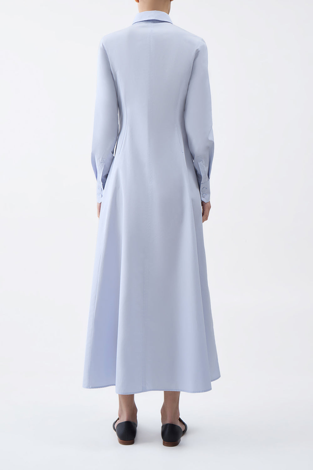 Eugene Maxi Shirtdress in Light Blue Sea Island Cotton