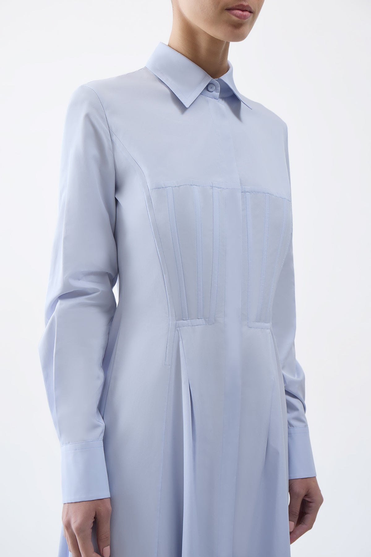 Eugene Shirtdress in Light Blue Sea Island Cotton Poplin