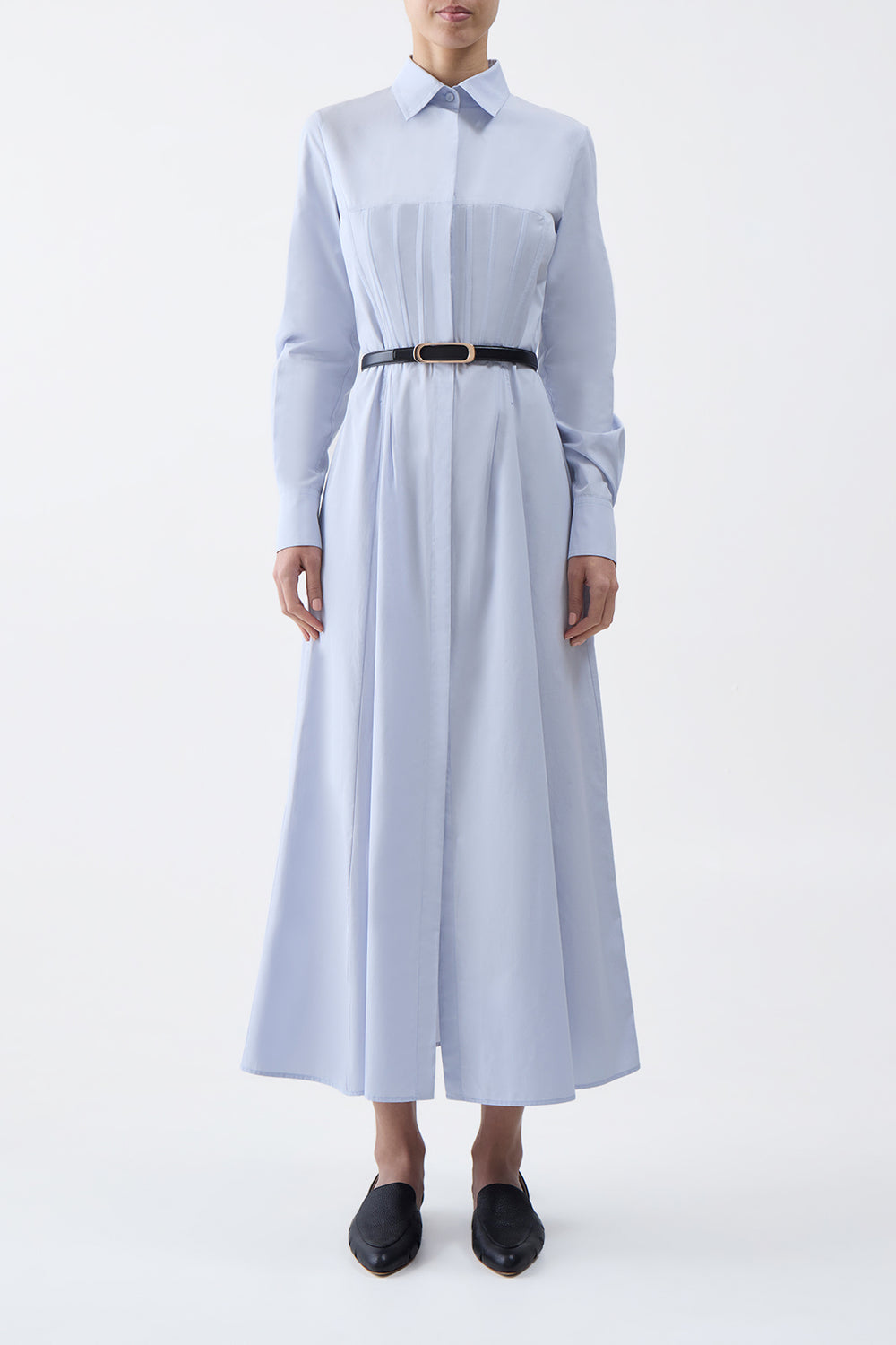 Eugene Maxi Shirtdress in Light Blue Sea Island Cotton