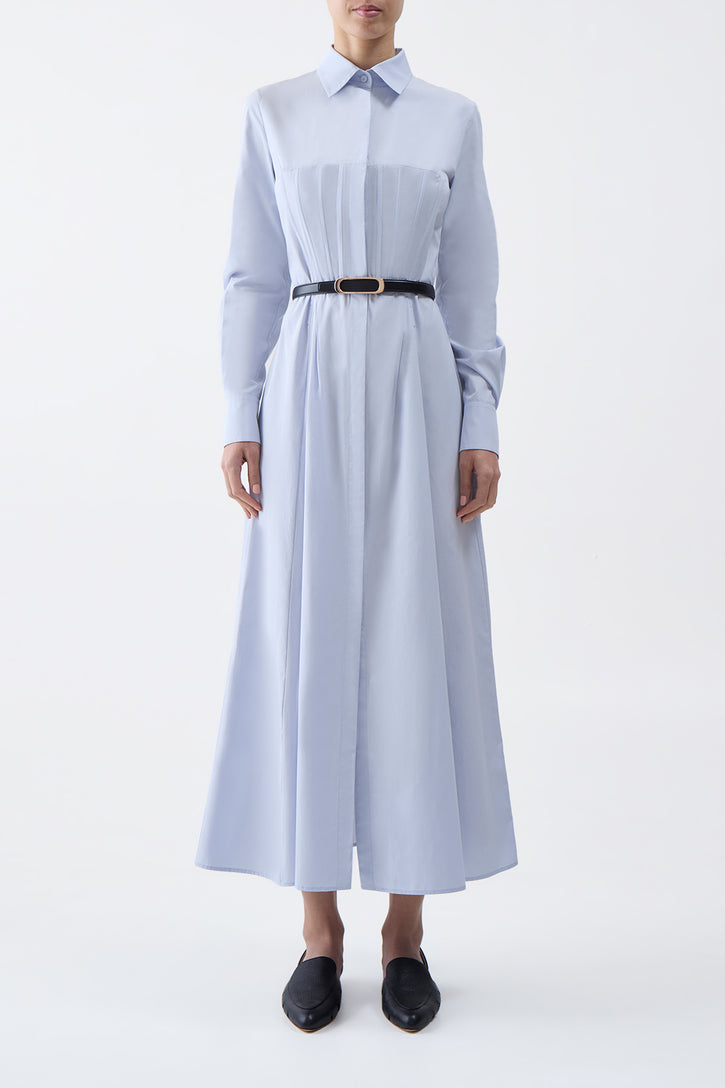 Eugene Maxi Shirtdress in Light Blue Sea Island Cotton Poplin