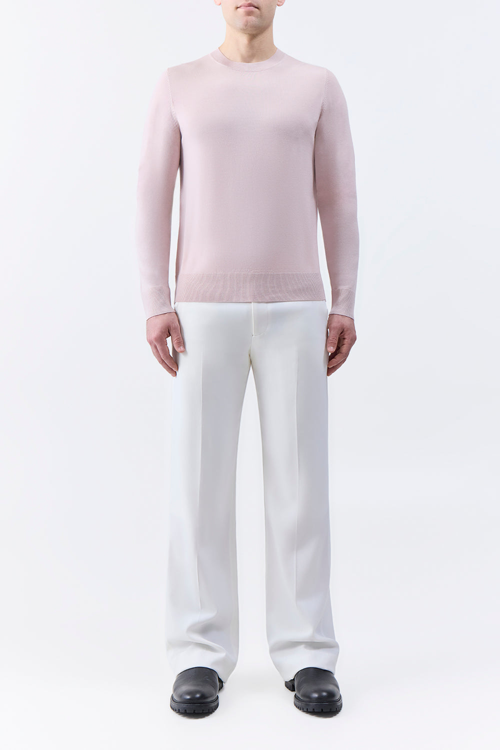 Palco Knit Crewneck in Blush Merino Wool