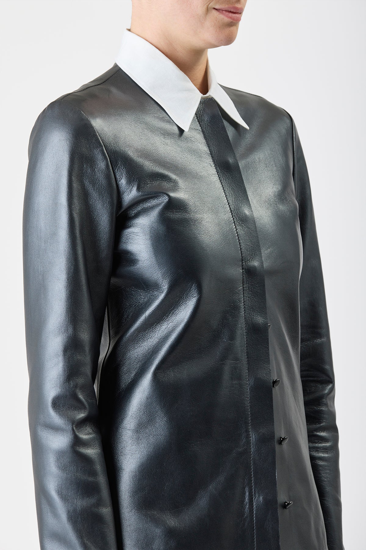Thales Jacket in Black Metallic Leather