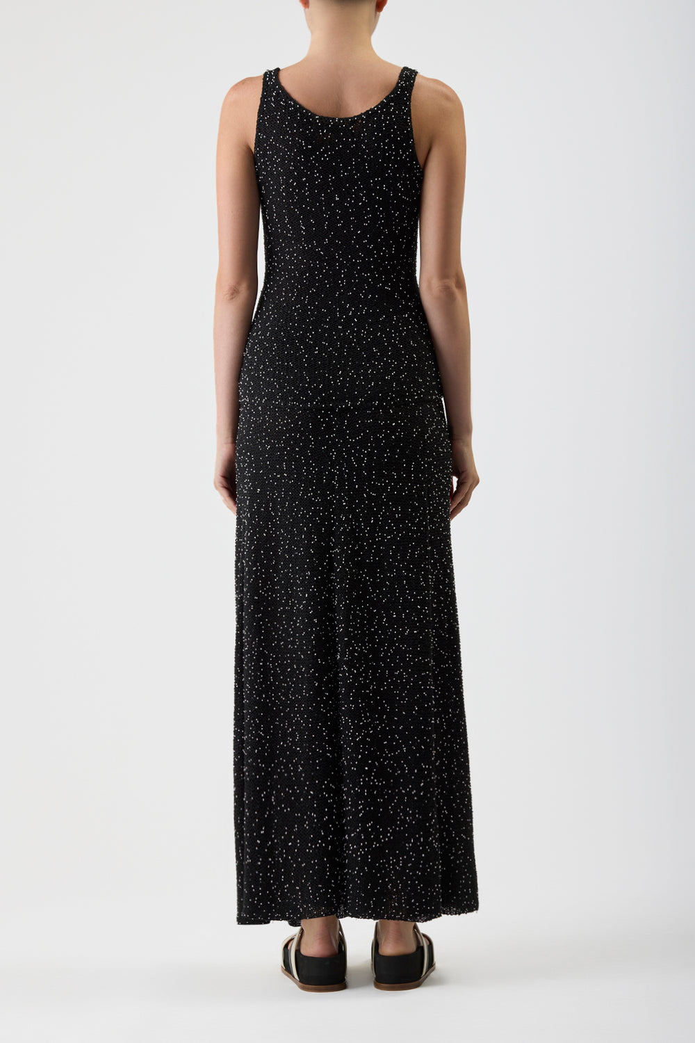 フロリス ニット マキシスカート ブラック ビーズ シルク