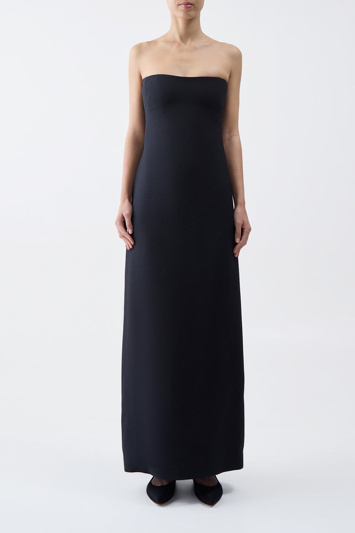 Opus Dress in Black Wool Silk Cady