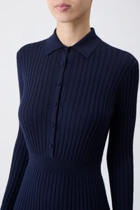 Ardor Knit Dress in Navy Cashmere Silk