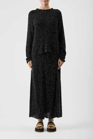 Jan Oversized Knit Sweater in Black Beaded Silk