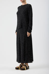 Jan Oversized Knit Sweater in Black Beaded Silk