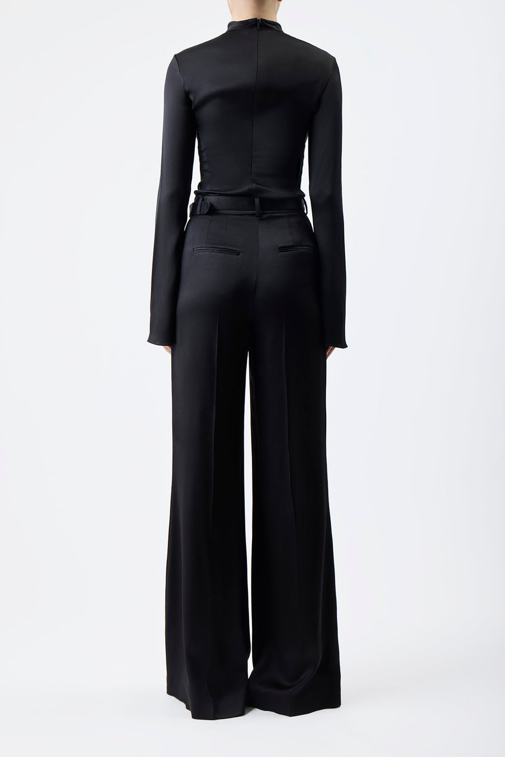 Mabon Pant in Black Silk Satin