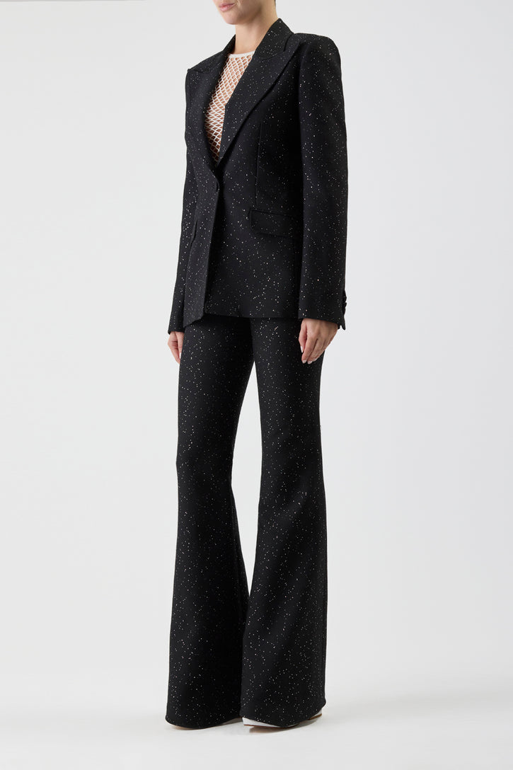 2024 Metallic Outfits  Glitter Sequin Blazer Wide Leg Pants Outfit – TGC  FASHION