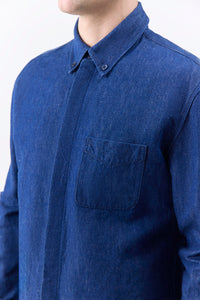 Cholul Shirt in Recycled Cotton Linen Denim