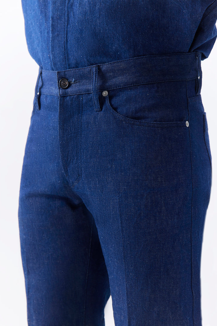 Preston Five Pocket Pant in Recycled Cotton Linen Denim