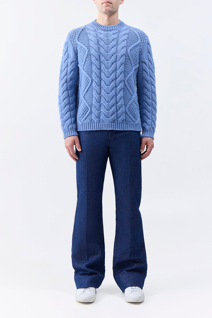 Geoffrey Knit Sweater in Light Blue Denim Cashmere