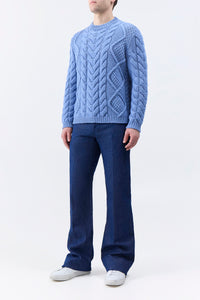 Geoffrey Knit Sweater in Light Blue Denim Cashmere