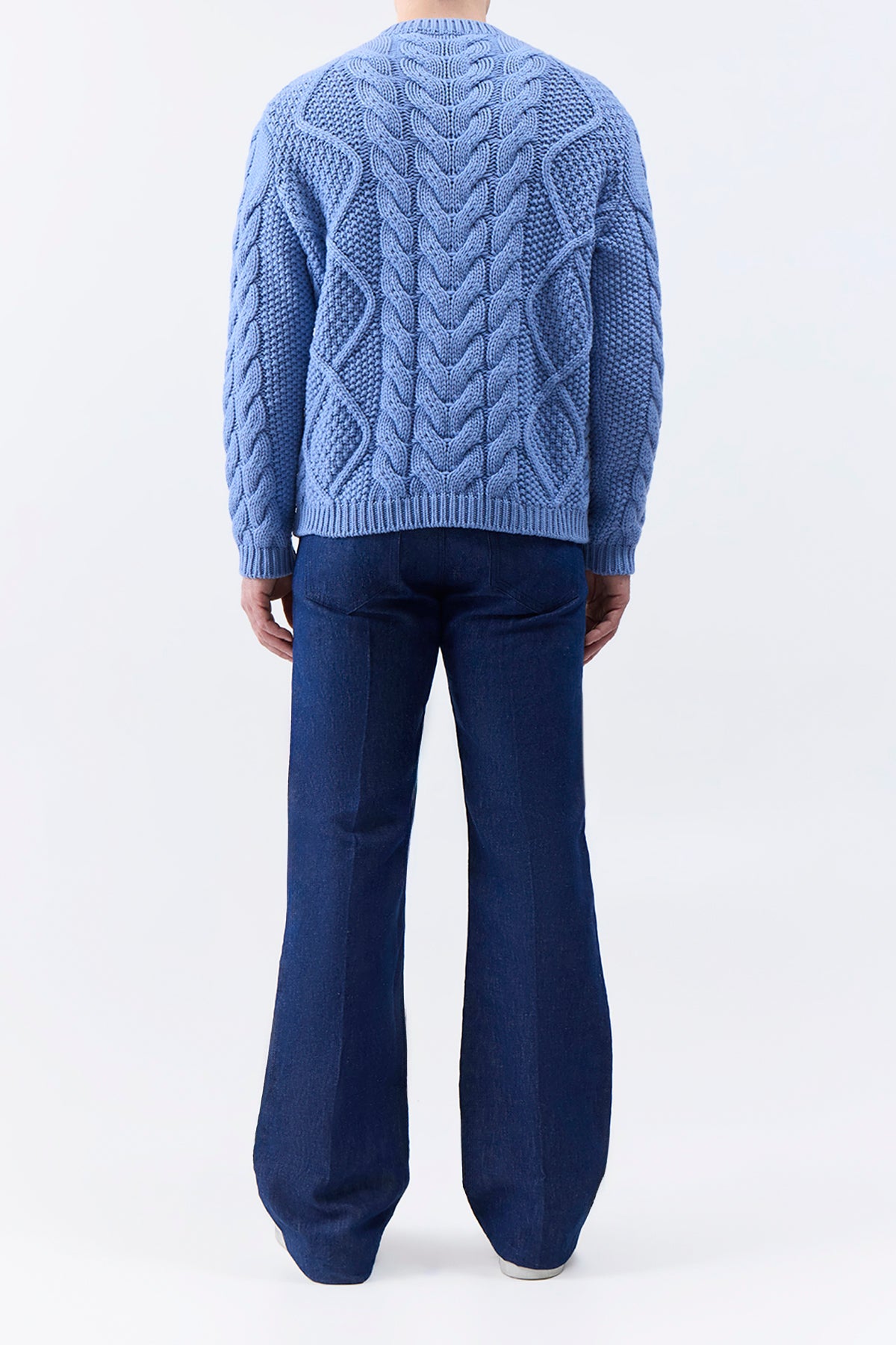 Geoffrey Knit Sweater in Light Blue Denim Cashmere