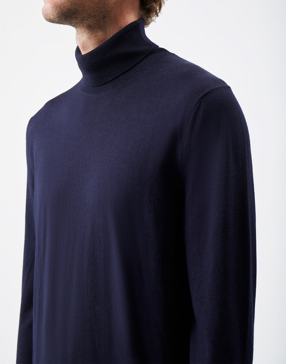 Jermaine Knit Turtleneck in Navy Merino Wool