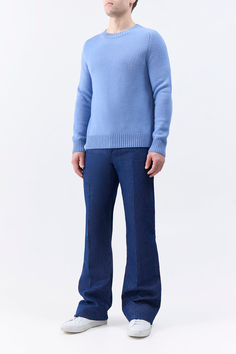 Gabriela Hearst Francesco Knit Sweater in Light Blue Denim Cashmere S Light Blue Denim