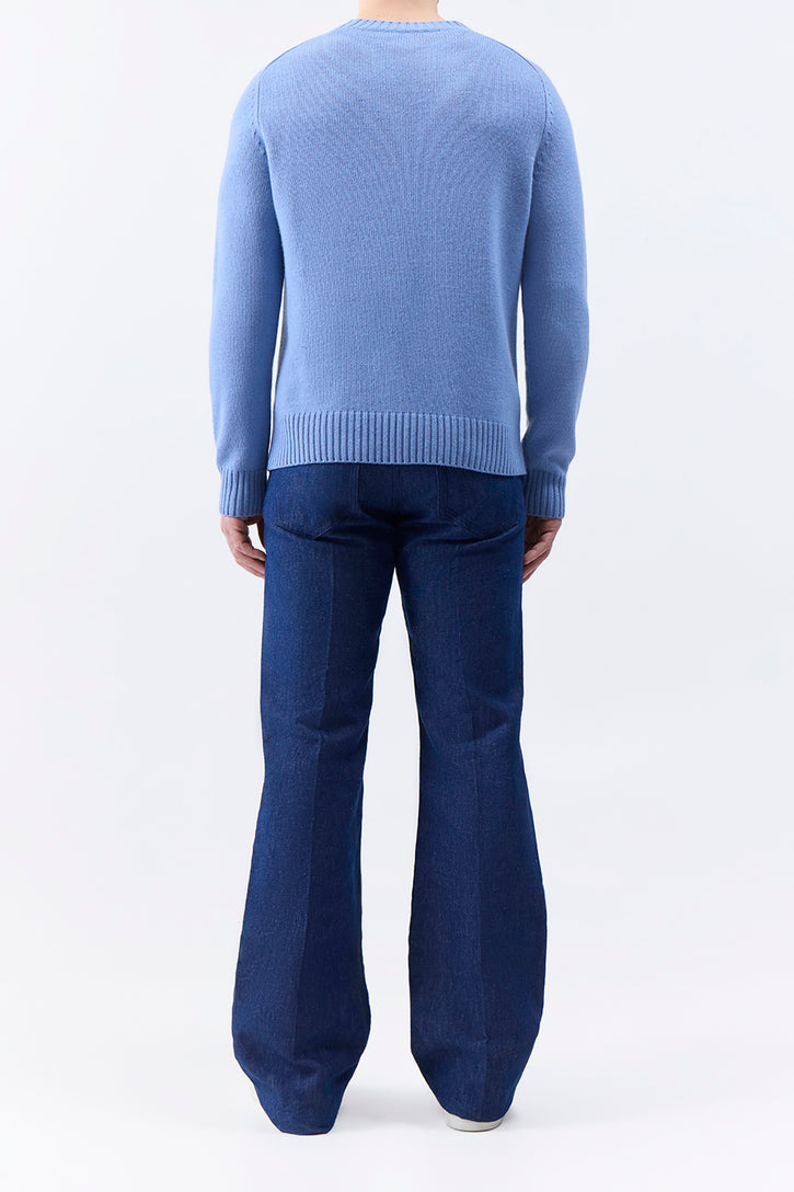 Francesco Knit Sweater in Light Blue Denim Cashmere