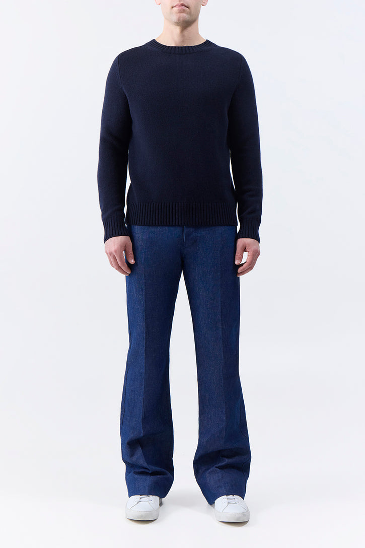 Francesco Knit Sweater in Dark Navy Cashmere