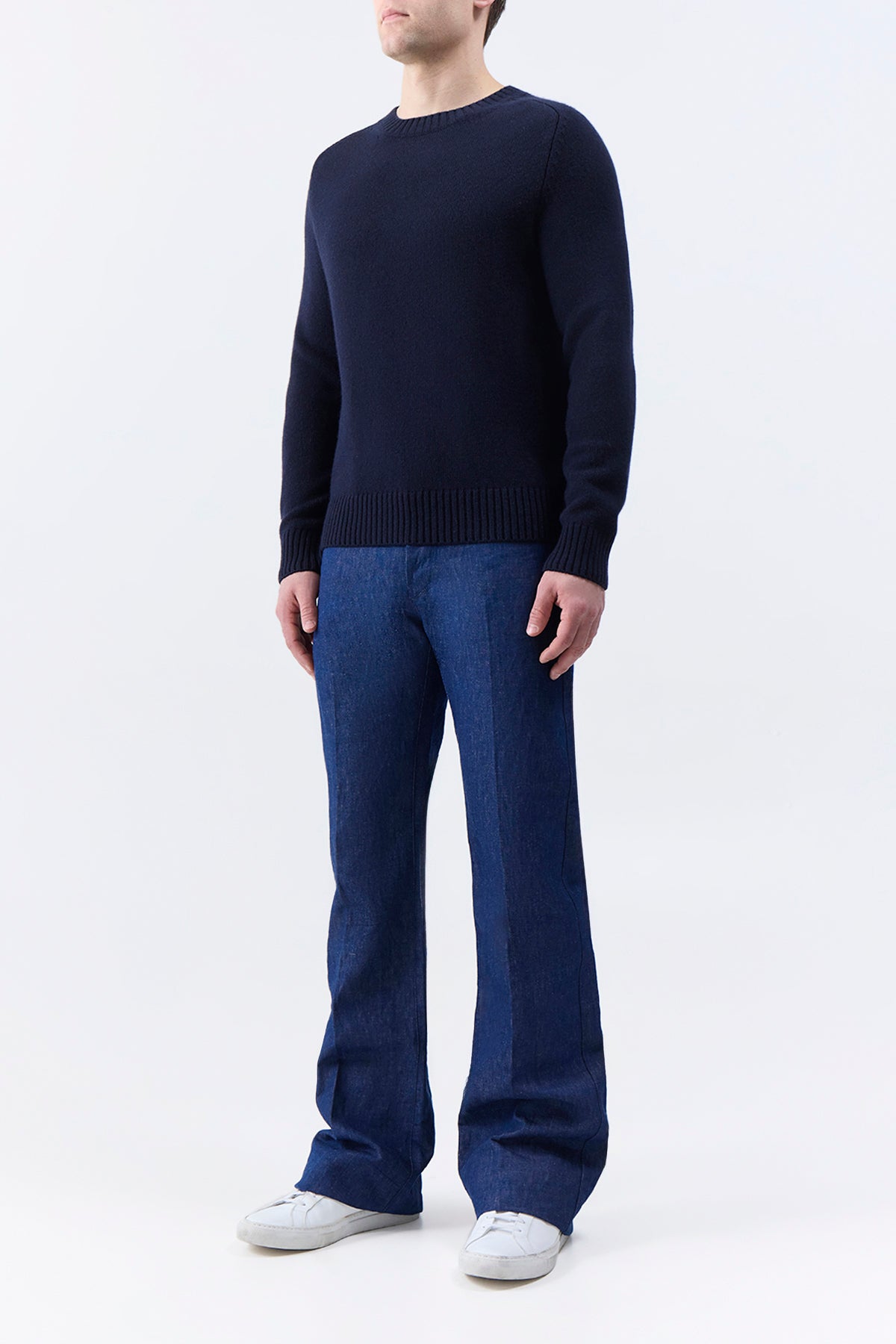 Francesco Knit Sweater in Dark Navy Cashmere