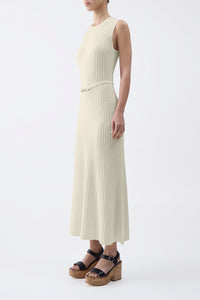 Meier Knit Dress in Ivory Merino Wool Cashmere