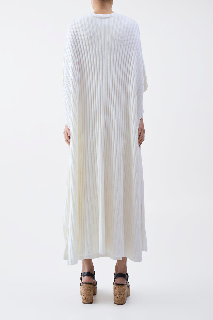 Taos Knit Poncho in Ivory Merino Wool Cashmere