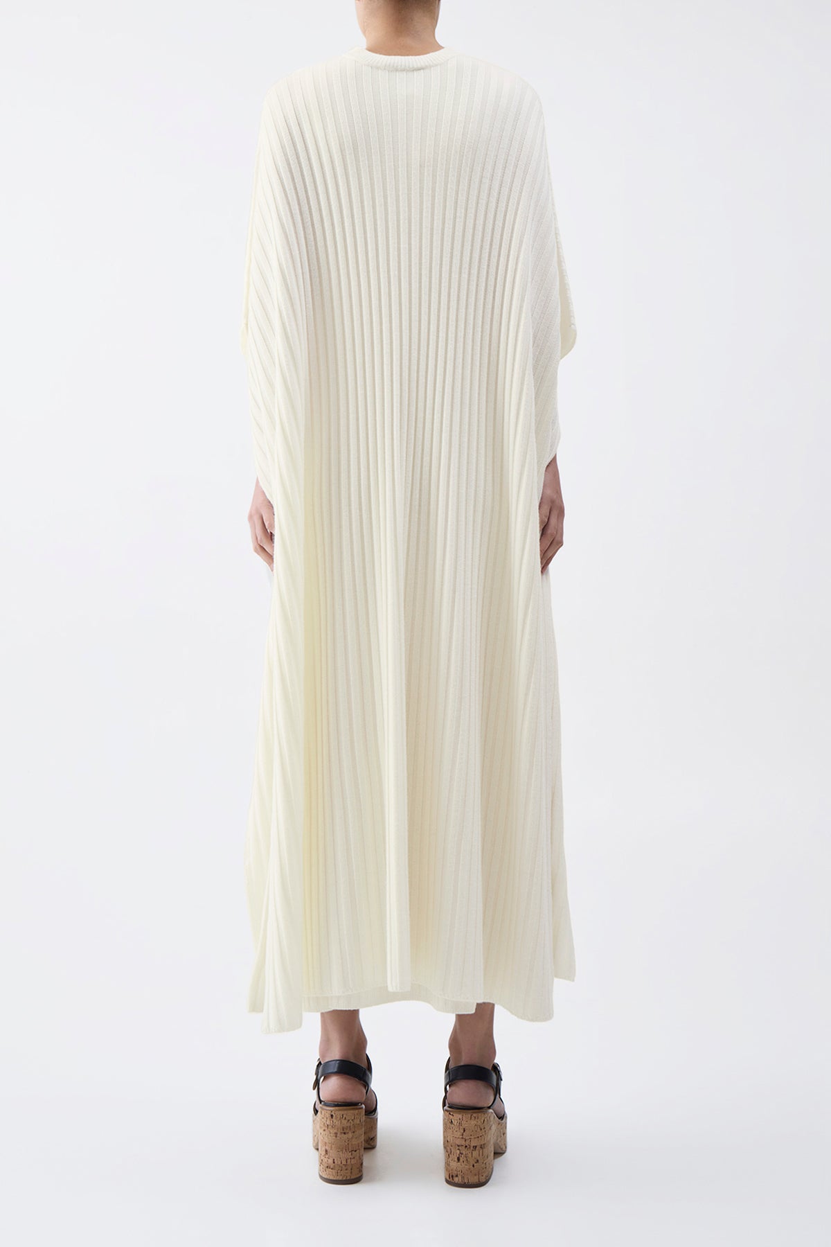 Taos Knit Poncho in Ivory Merino Wool Cashmere