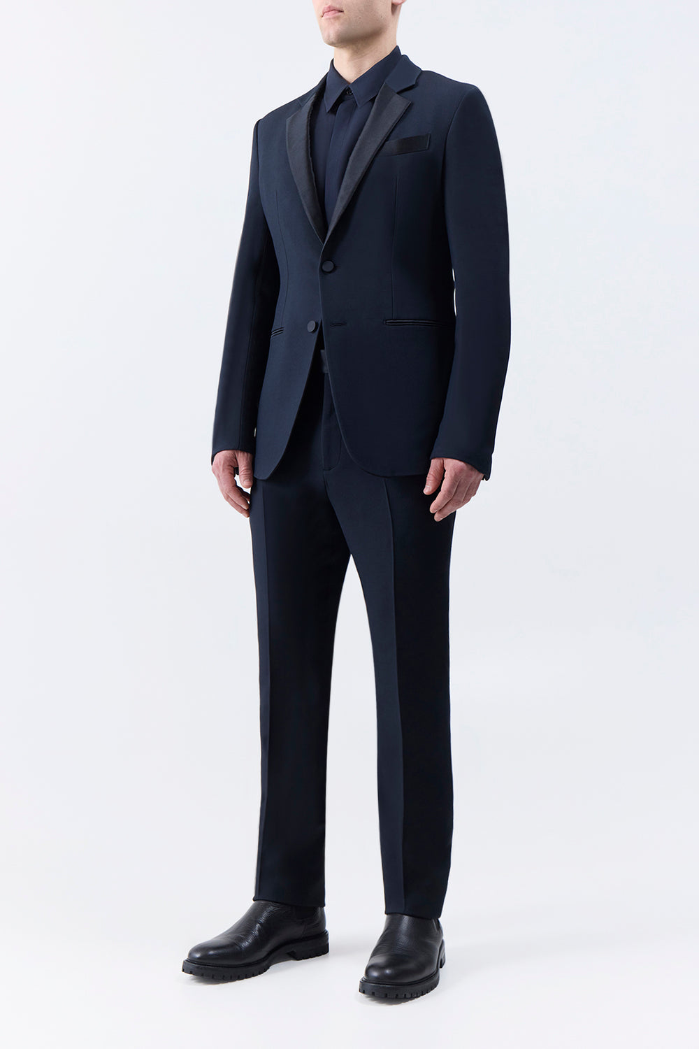 Nicolson Jacket in Black Wool Silk Cady