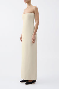 Opus Dress in Ivory Wool Silk Cady