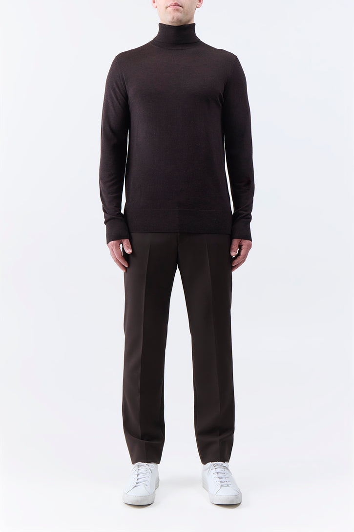 Jermaine Knit Turtleneck in Chocolate Merino Wool