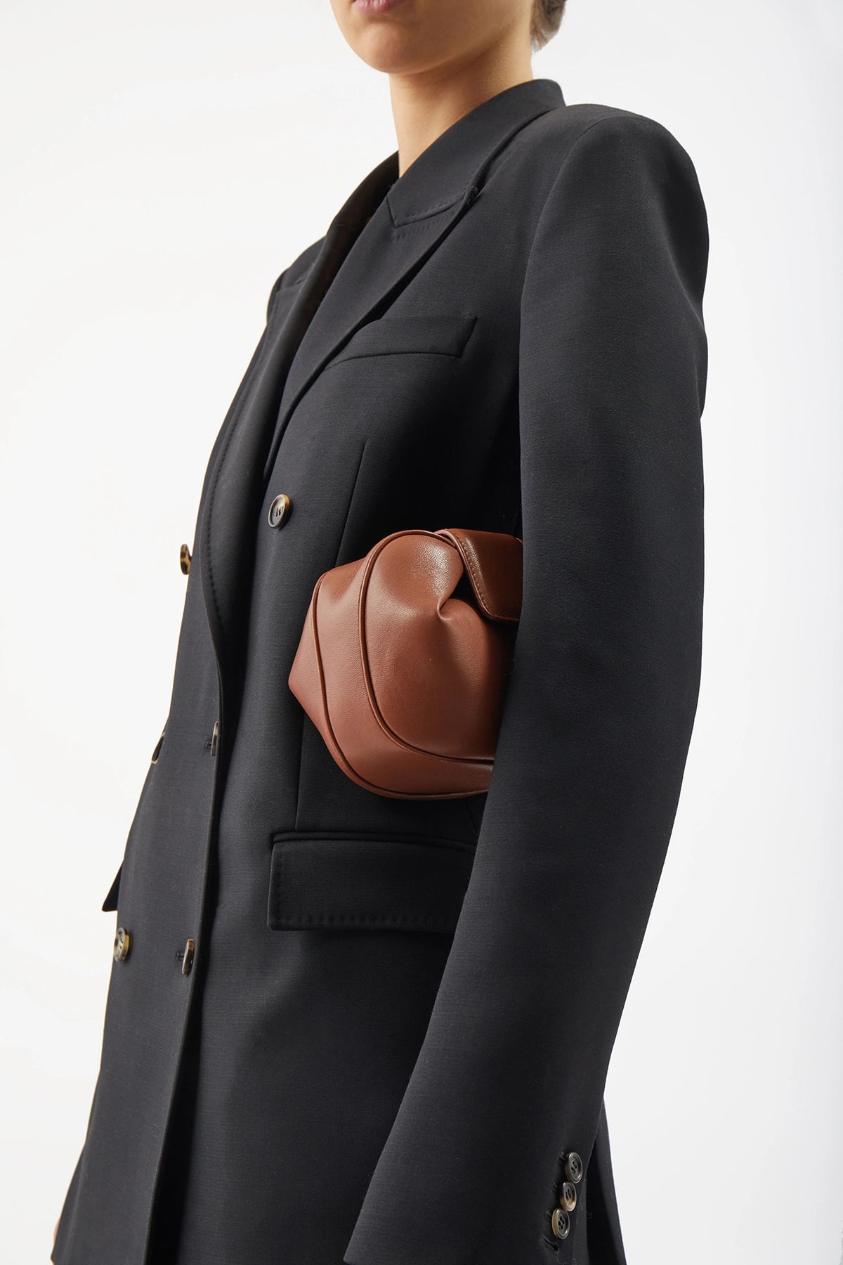 Soft Demi Clutch Bag in Cognac Nappa Leather