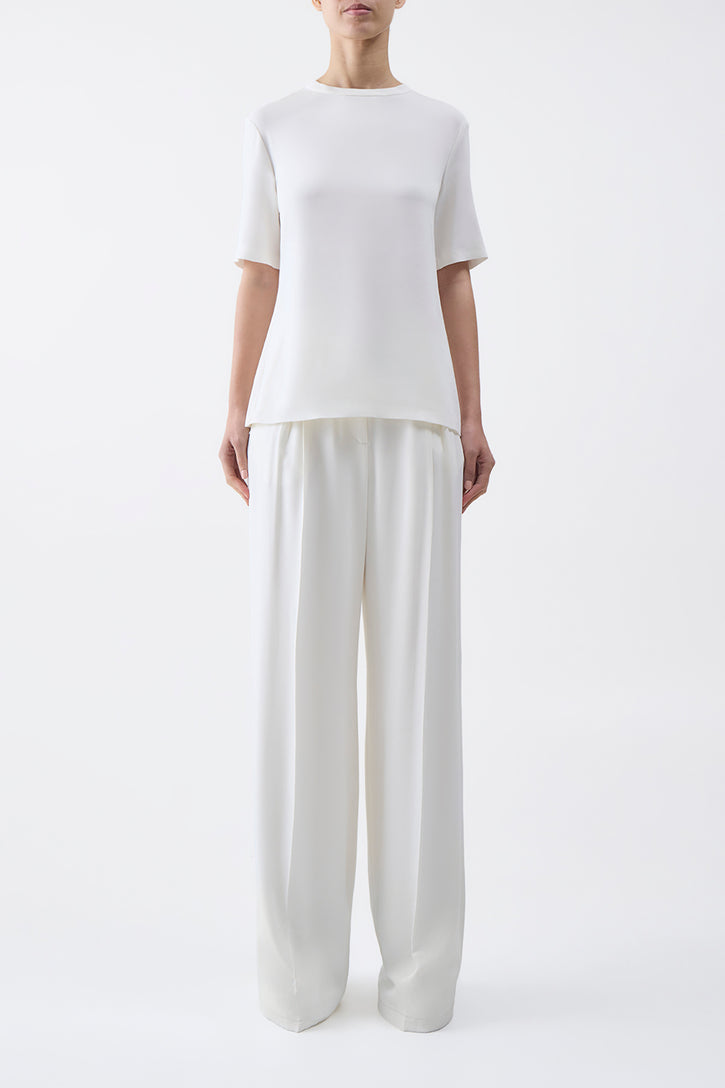 Elisa Top in Ivory Silk Crepe