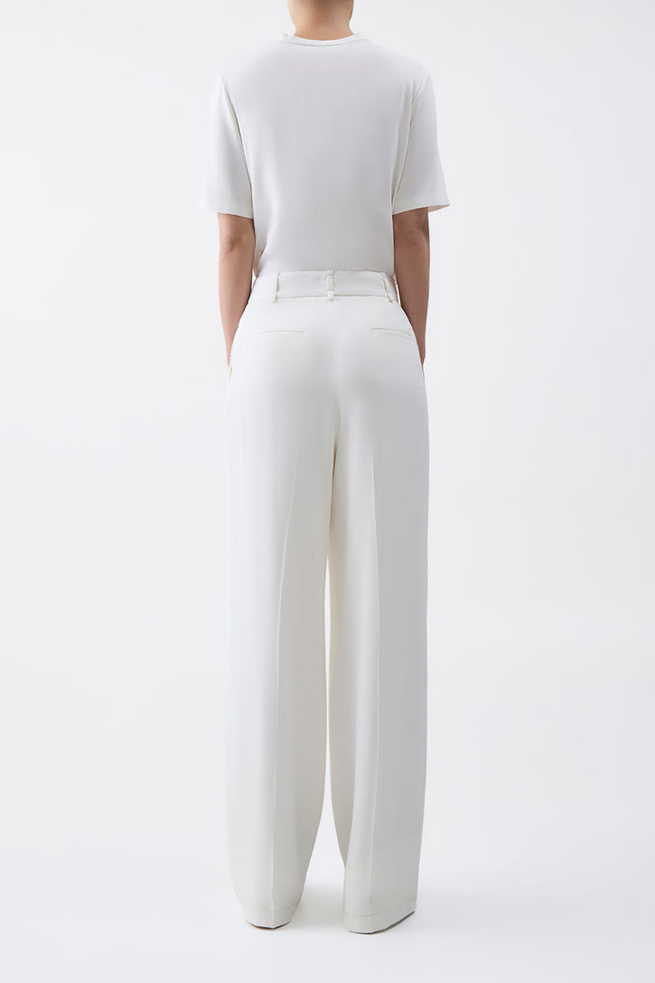 Maura Pant in Ivory Silk Crepe