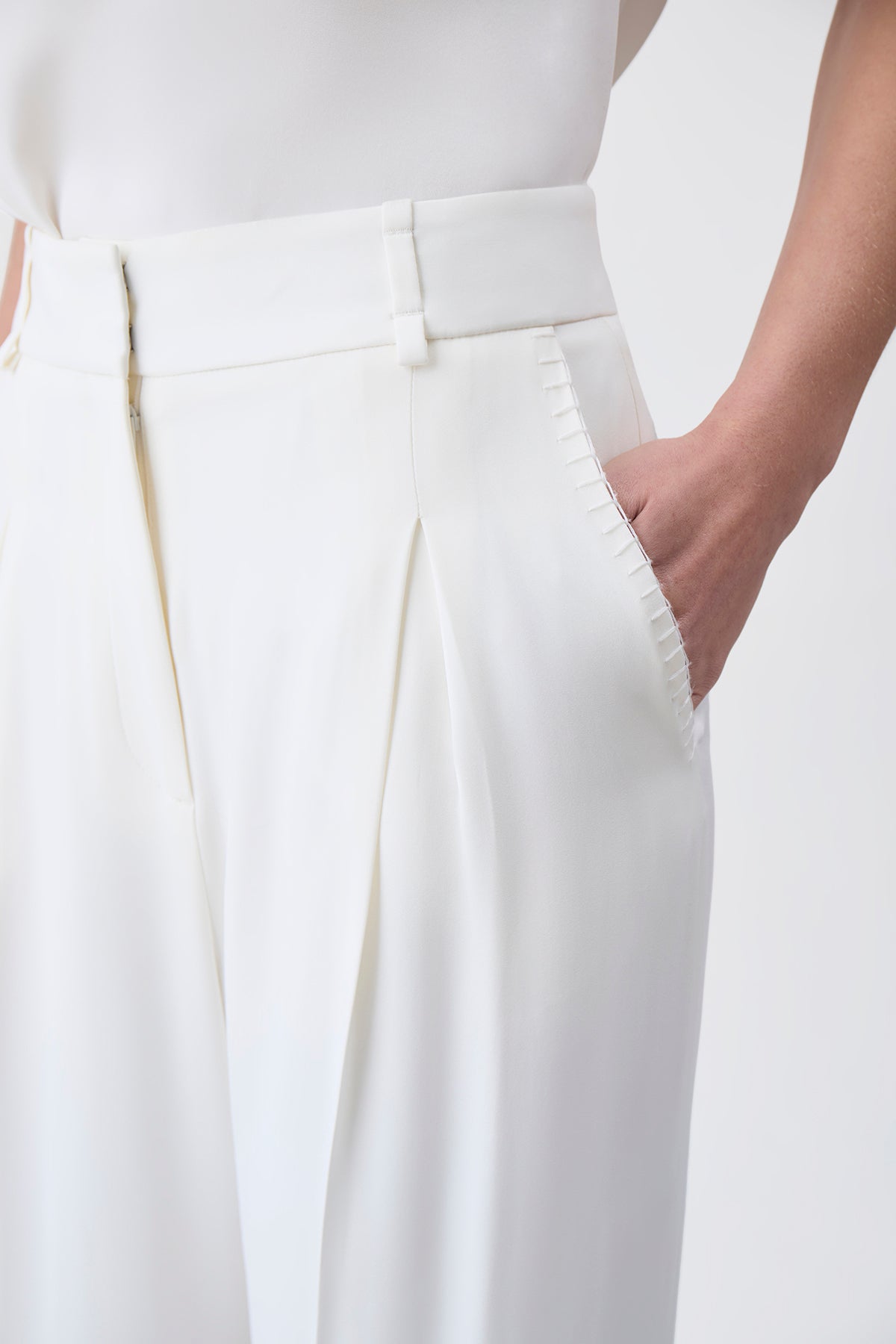Maura Pant in Ivory Silk Crepe