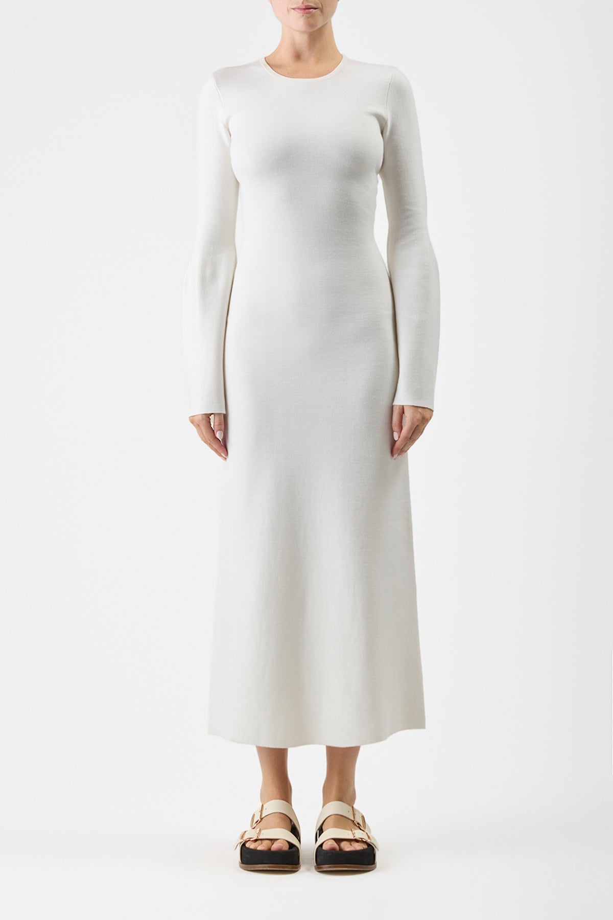 Palanco Knit Dress in White Cashmere Merino Wool