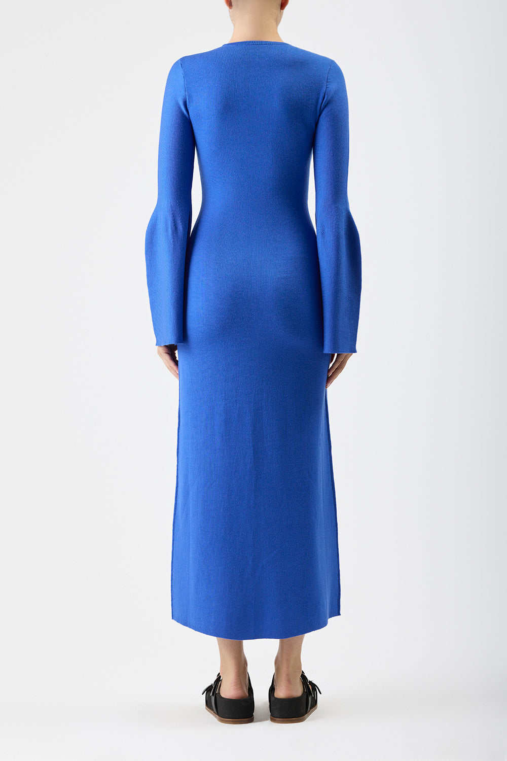 Palanco Knit Midi Dress in Sapphire Merino Wool Cashmere
